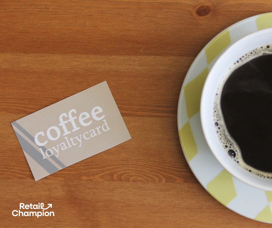 Coffee cup birdseye view with loyalty card