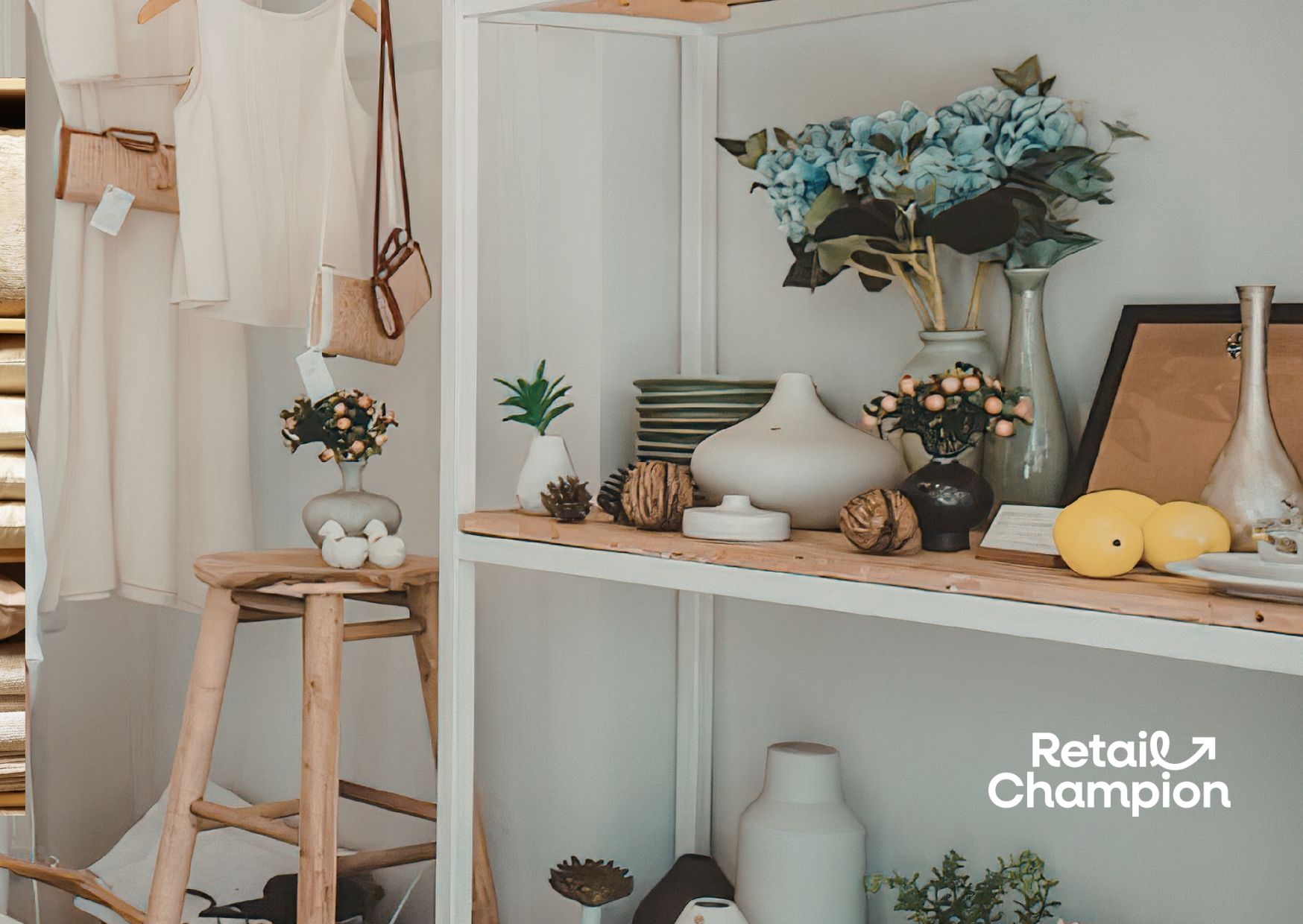 Boutique retailer shelves with homewares